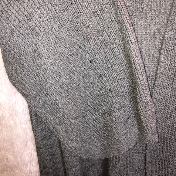 Gray Cardigan Knee Length Open Front Soft Knit Sm/Med - Picture 4 of 7